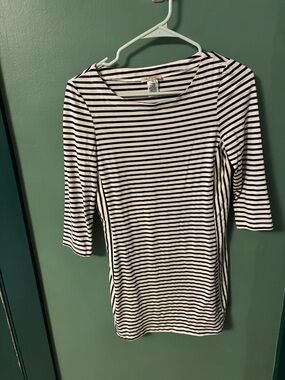 Paprika Black & White Striped Scoop-Neck Tunic